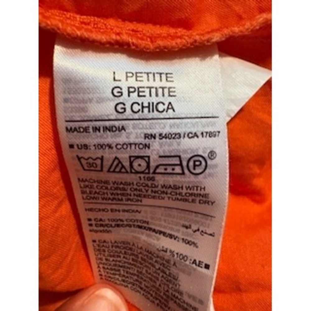 OLD NAVY Midi Dress L Petite‎ Coral Orange Smocked Empire Waist Summer Sundress - Picture 5 of 5